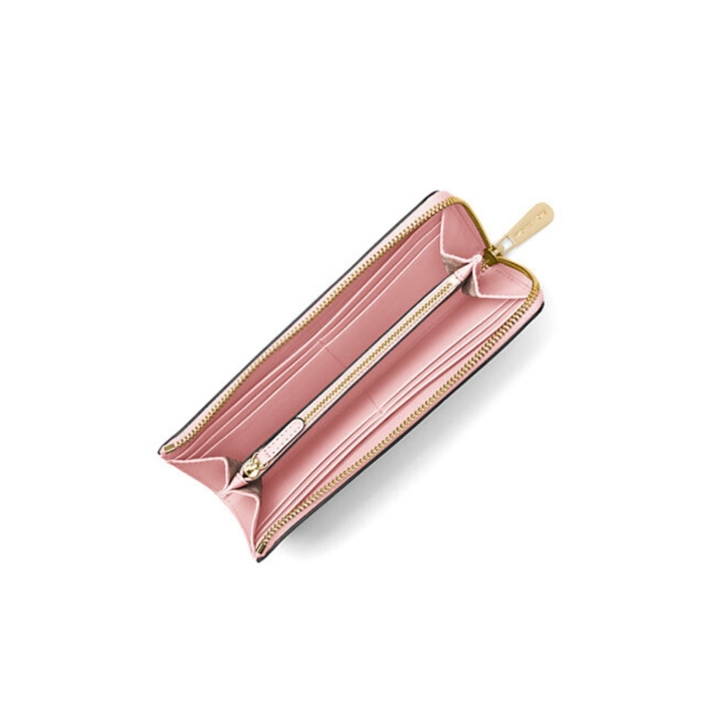 MICHAEL KORS- Powder Blush - Jet Set Travel Large Leather Quarter-Zip Wallet - Picture 2 of 2
